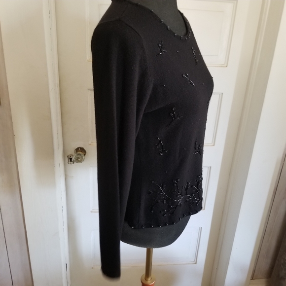 Eddie Bauer 100% Merino Wool beaded sweater, petite sz M - Picture 6 of 8